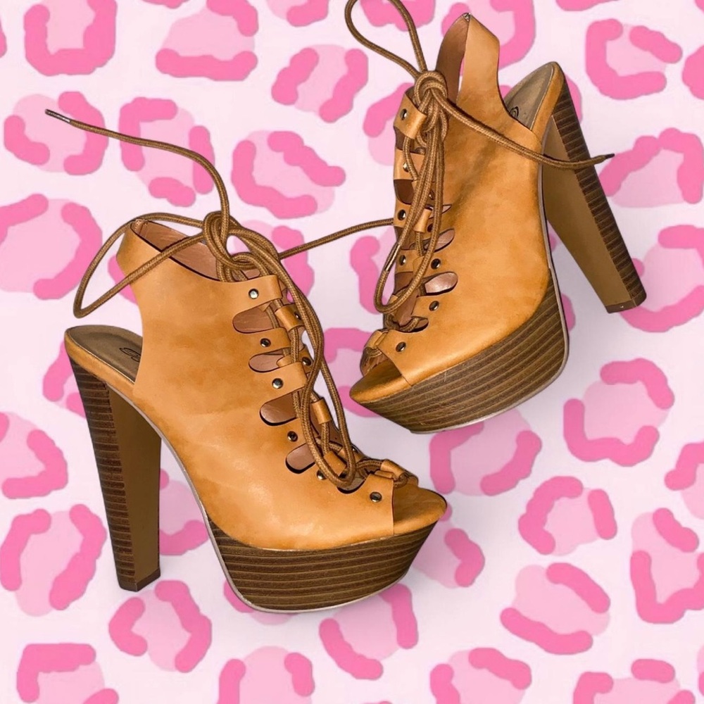 Stylish Tan Platform Heels